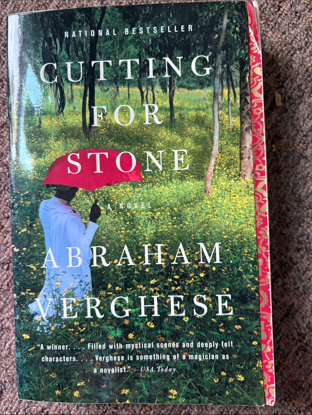 Cutting for Stone by Abraham Verghese - Hardcover with Red Umbrella Cover